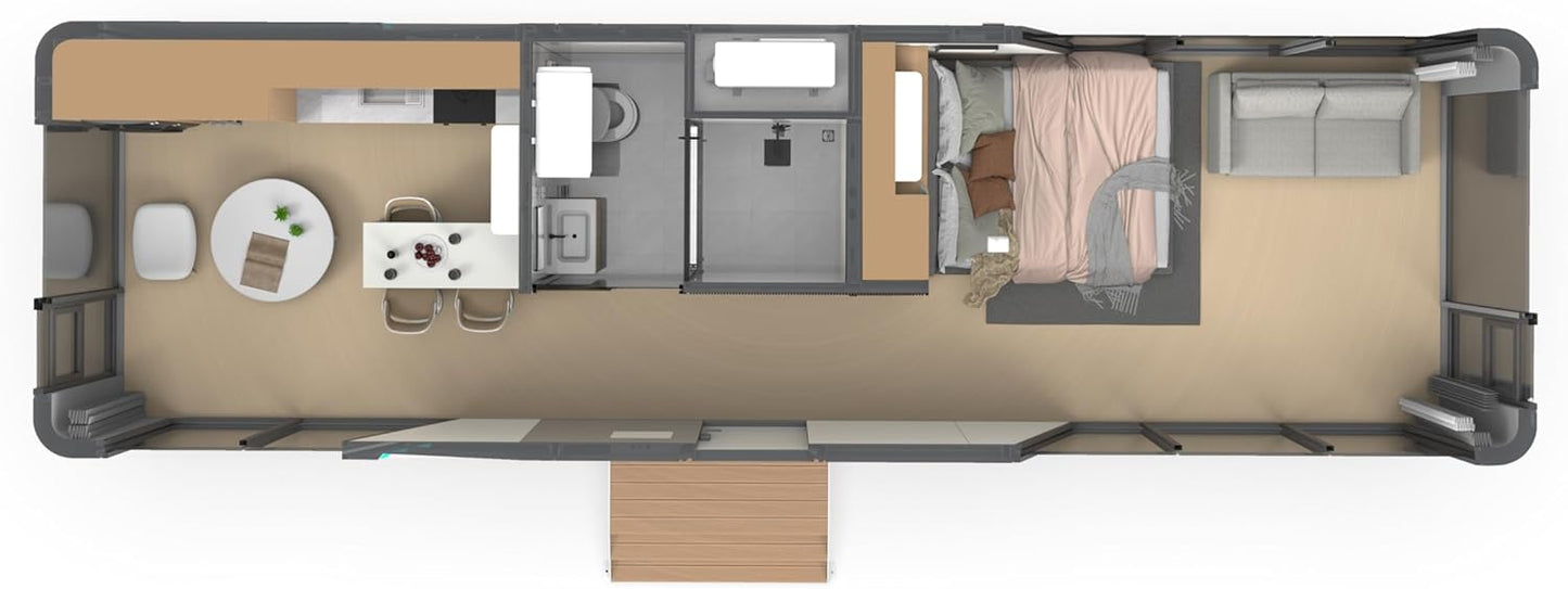 Modern Portable Tiny House for Couples - Fully Furnished Tiny Homes for Sale with Luxury Style – Small Houses to Live in for Adults in Tiny Homes – Container House for Live in